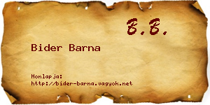 Bider Barna névjegykártya